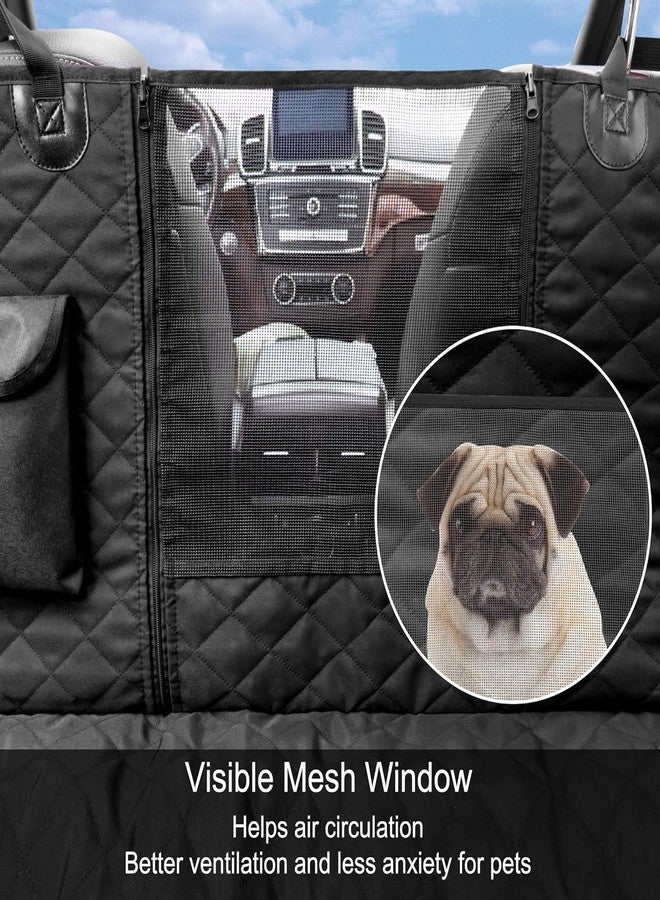 Femuar Dog Car Seat Cover, Waterproof Nonslip Pet Seat Cover for Back Seat with Storage Pockets Mesh Visual Window, Scratch Proof Pet Dog Seat Cover Hammock for Cars Trucks and SUVs, XL-Black - Image 2